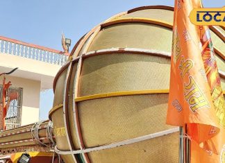 21 फीट लंबी और 1000 किलो वजनी हनुमान गदा पहुंची बाड़मेर, लोगों ने किए दर्शन