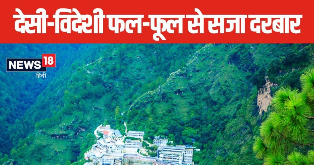 नवरात्रि में माता वैष्णो का अद्भुत सजा दरबार, मां के बाल स्वरूप ने मोह लिया मन, देश विदेश के फूलों से की सजावट