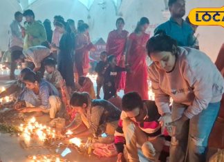 Dev deepawali 2024 devotees gathered in Thawe Maa Singhasinis court lit up with thousands of lamps