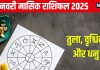 January Monthly Horoscope 2025: जनवरी में निवेश से होगा लाभ, लेकिन सेहत का रखें विशेष ध्यान, पढ़ें तुला, वृश्चिक, धनु का मासिक राशिफल