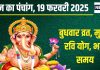 Aaj Ka Panchang 2025: वृद्धि योग में गणेश पूजा, सफलता में होगी बढ़ोत्तरी, देखें मुहूर्त, भद्राकाल, दिशाशूल, राहुकाल