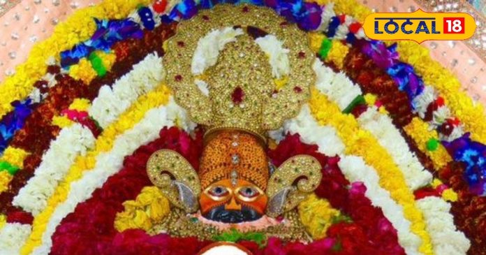 Khatu Shyam Ji Darshan: Baba Shyam decorated with red, yellow