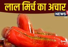 लाल मिर्च का भरवां अचार बनाने की विधि और सामग्री.