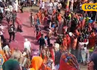 Holi colours showered on second day at Jagdish Dham in Karauli unique\played between brother-in-law and sister-in-law