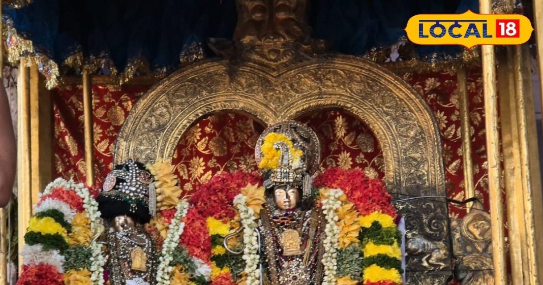 वृंदावन के रंगनाथ मंदिर में दस दिवसीय ब्रह्मोत्सव शुरू, सोने से बनी पुण्य कोटि में विराजमान हुए भगवान रंगनाथ!