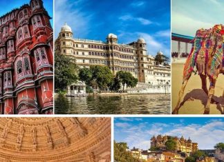 राजस्थान के प्रमुख पर्यटन स्थल: जयपुर, उदयपुर, जोधपुर, जैसलमेर.