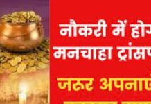 Job Transfer Upay: मनचाही जगह ट्रांसफर करवाने के लिए करें ये आसान उपाय ! तुरंत मिलता है इसका परिणाम