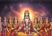 ऋषि कश्यप की पत्नियों अदिति और दिति से देवता और दानवों का जन्म.