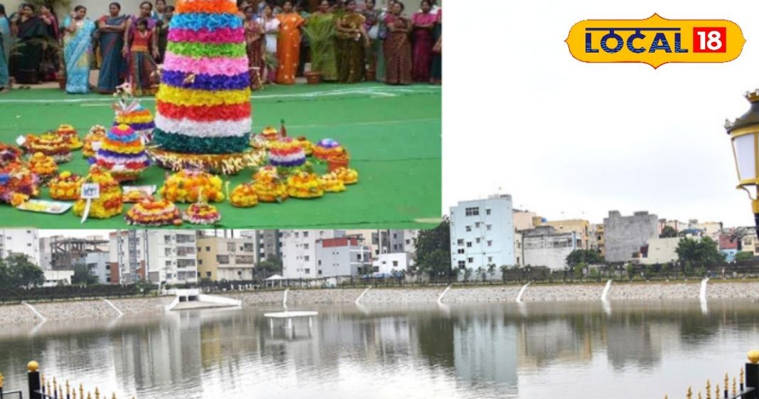 हैदराबाद बथुकम्मा कुंटा झील पुनर्निर्माण और बथुकम्मा उत्सव की तैयारी.