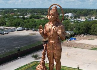 Shri Ashtalakshmi Mandir Texas Hanuman Pran Pratishtha । टेक्सास के श्री अष्टलक्ष्मी मंदिर में 90 फीट हनुमान प्रतिमा स्थापित