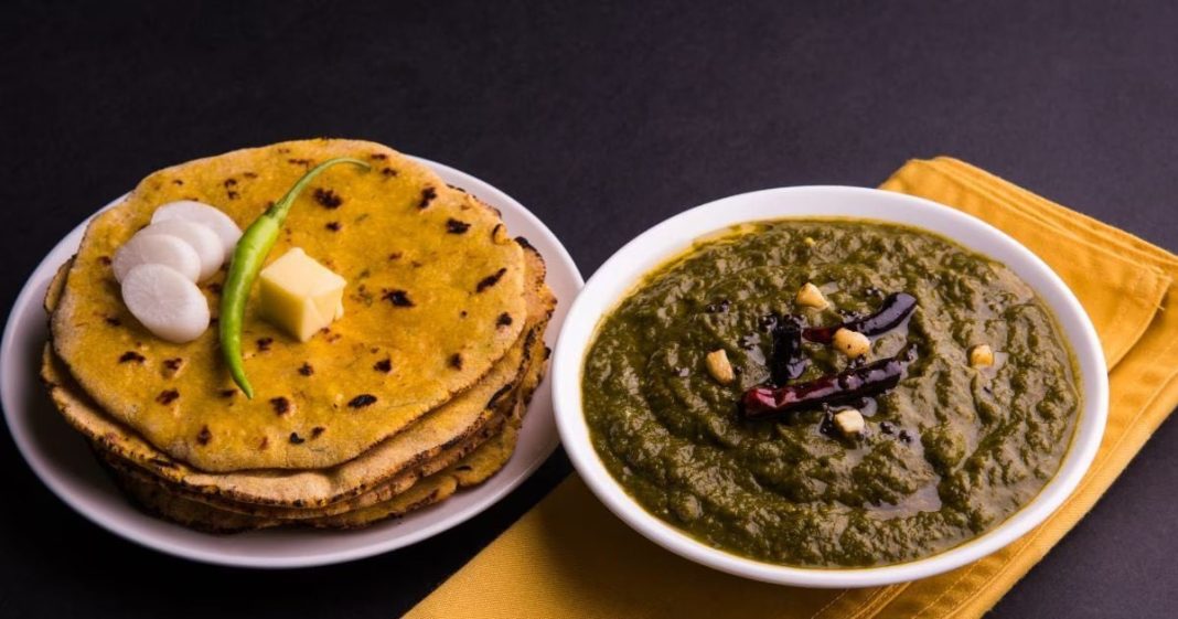 पंजाबी सरसों का साग और मक्के की रोटी रेसिपी सर्दियों के लिए.