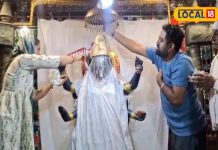 अंबाला: मां दुख भंजनी मंदिर में नवरात्रि पर मां काली का दूध स्नान