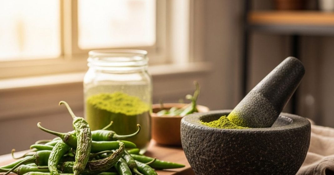 Homemade green chili powder। घर पर हरि मिर्च पाउडर बनाने का तरीका