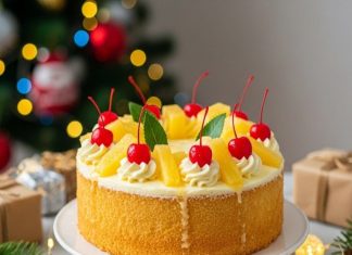 Christmas pineapple cake recipe। क्रिसमस के लिए घर पर पाइनएप्पल केक बनाने की रेसिपी