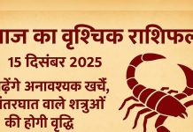 aaj ka Vrishchik rashifal 15 December 2025 Scorpio horoscope in hindi mixed results today for Vrishchik Rashi