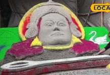 Kahalgaon Madhurendra Kumar made 15 feet Maa Saraswati from 20 ton NTPC ash