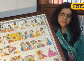 hanuman chalisa decorated in mithila painting ipasha pathak of muzaffarpur gave a spiritual dimension to art