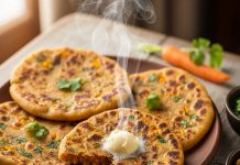 गाजर का पराठा रेसिपी सर्दियों में स्वाद और सेहत के लिए फायदेमंद.