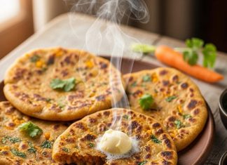 गाजर का पराठा रेसिपी सर्दियों में स्वाद और सेहत के लिए फायदेमंद.